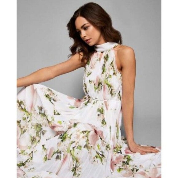 Ted Baker Harmony Fine Pleat Floral Maxi Dress Size 4 - Picture 3 of 16